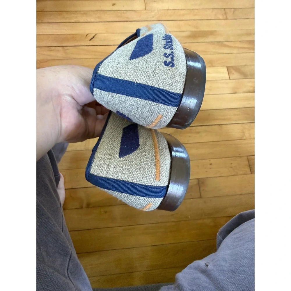 Stubbs & Wootton Palm Beach Embroidered Linen Smoking Slippers Men's